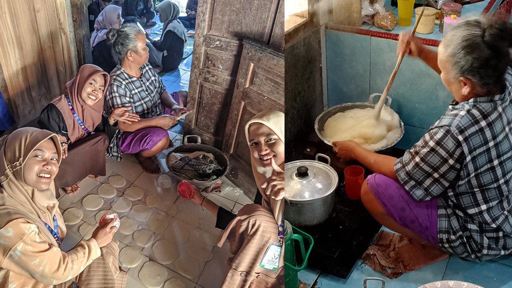 Dorong Kemandirian Ekonomi, Mahasiswa KPM di Lemahbang Ikuti Proses Pembuatan dan Dampingi Pemasaran Digital Produk Opak